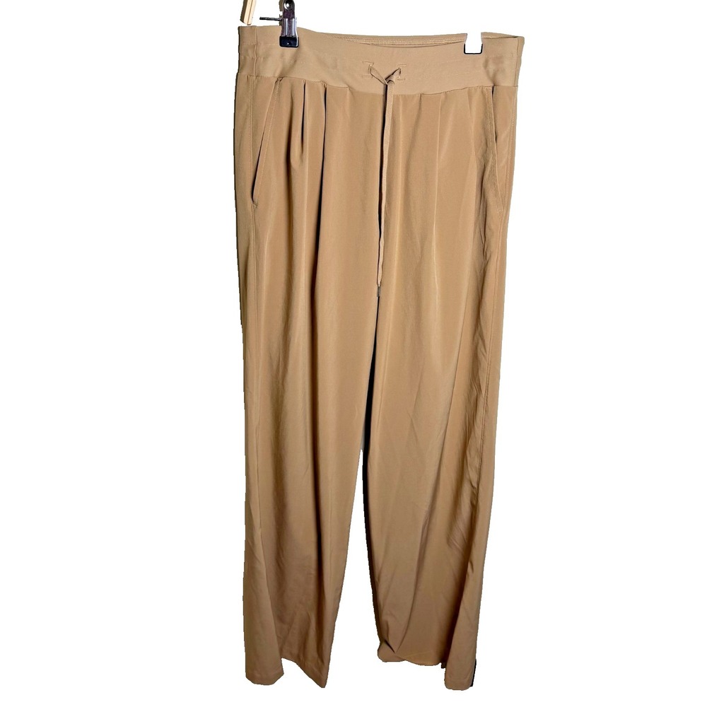 CALIA Women's Tan Wide Leg Pants Pull-On, Tie Front Casual Lightweight -Small